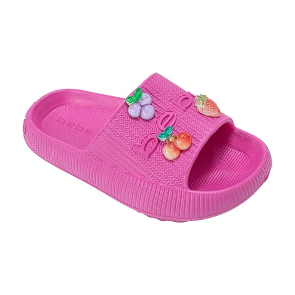 bebe Girls’ EVA Slide – Lightweight Comfy Slide Sandals with Fruit Charms (Little Kid/Big Kid)