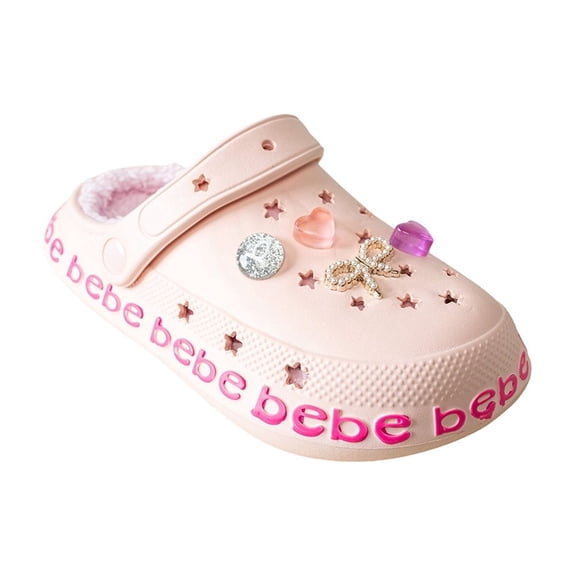 bebe Girls' Lined EVA Clog Slippers with Decorative Charms for Toddler/Little Kid/Big Kid