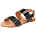 thumbnail image 1 of bebe Girls’ Sandal – Two Strapped Patent Leatherette Glitter Sandals (Toddler/Little Kid), 1 of 6