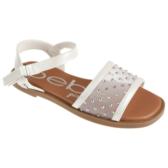 bebe Girls' Sandals - Kids' Open Toe Summer Shoes with Mesh Upper, Perfect Flat Sandals for Girls (Little Girl/Big Girl)