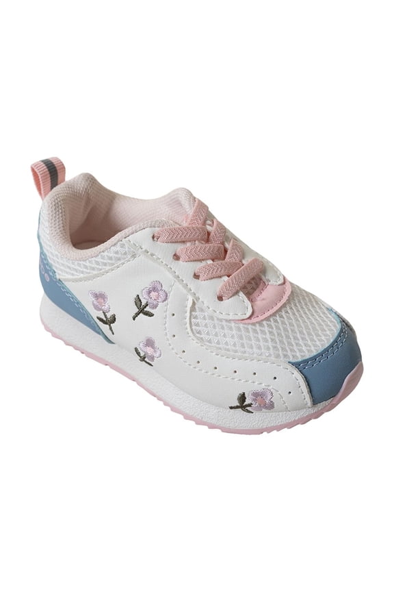 Girls Toddler Sneaker with Flower Embroidery