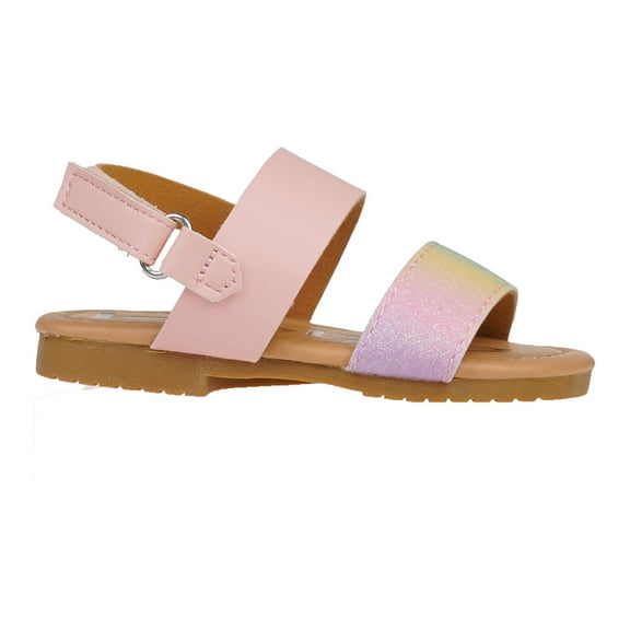 bebe Leatherette Fashion Glitter Flat Sandals, Blush Multi (Toddler Girl's)