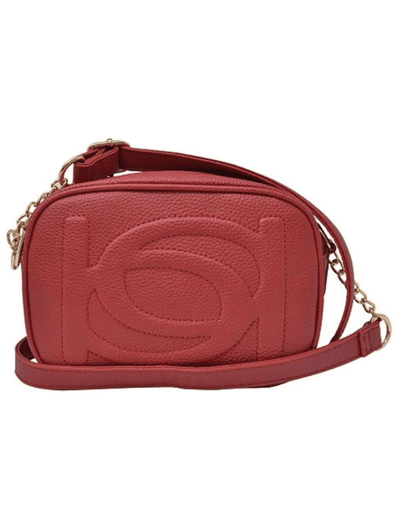 Poppy Crossbody Purse / Camera Bag, Pebble Texture, Bright Red, Adjustable Strap, Interior Pockets
