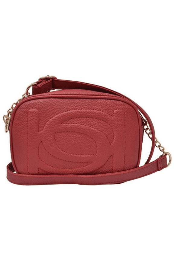 Poppy Crossbody Purse / Camera Bag, Pebble Texture, Bright Red, Adjustable Strap, Interior Pockets