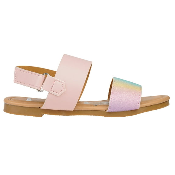 bebe Sparkly Leatherette Flat Strap Sandals, Blush Multi (Girls')