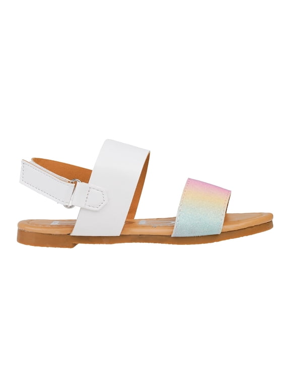 Sparkly Leatherette Flat Strap Sandals, Multicolor (Girls')
