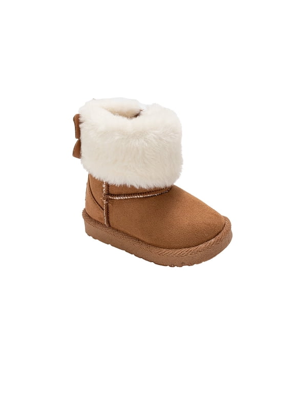 Toddler Girl's Boots – Cozy Boots for Toddlers with Faux Fur Cuff and Butterfly Accent