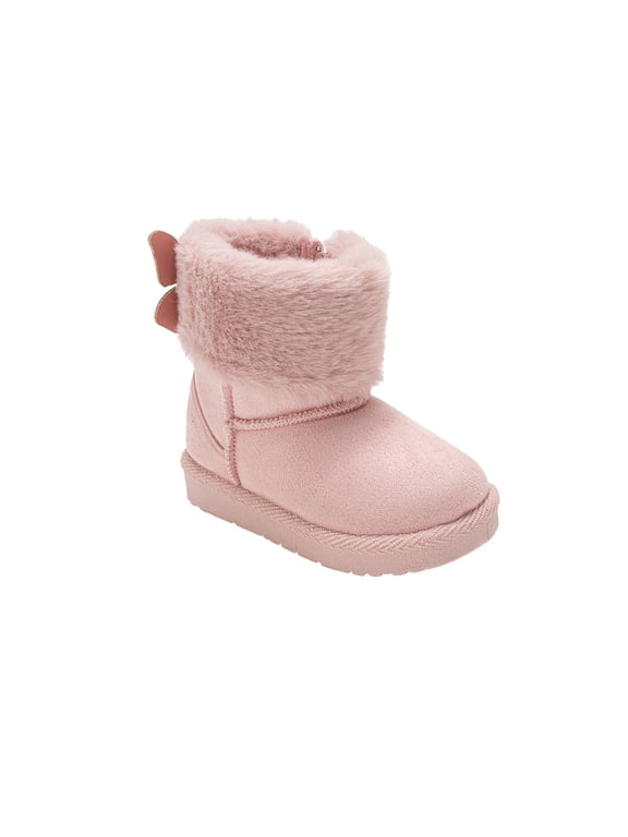 Toddler Girl's Boots – Cozy Boots for Toddlers with Faux Fur Cuff and Butterfly Accent