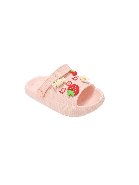 Toddler Girls EVA Slides – Cute Slide Sandals with Charms