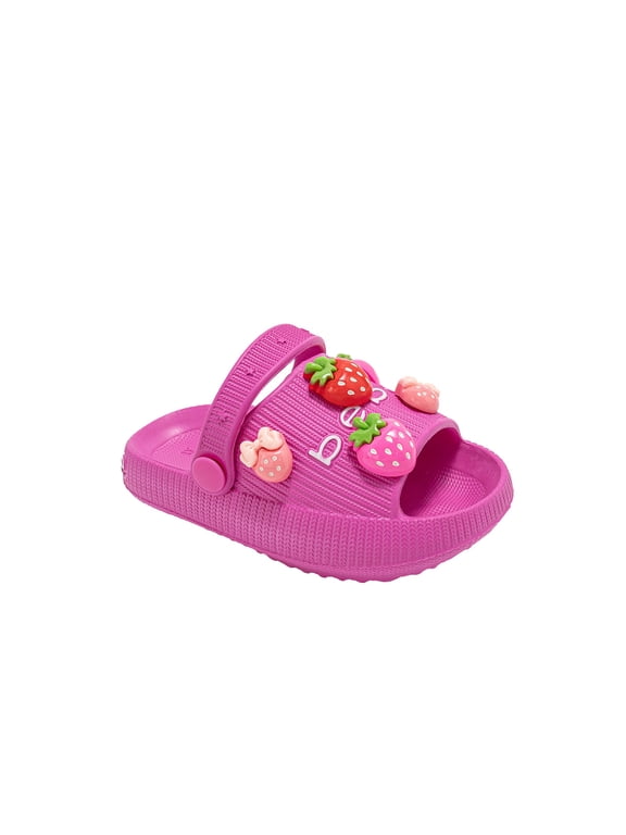 Toddler Girls EVA Slides – Cute Slide Sandals with Charms