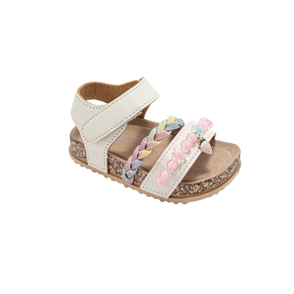 bebe Toddler Girl's Sandals – Adjustable Comfort Footbed Sandals with Charm, Glitter, Braid & Buckle Styles