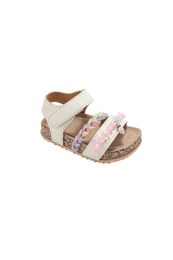 Toddler Girl's Sandals – Adjustable Comfort Footbed Sandals with Charm, Glitter, Braid & Buckle Styles