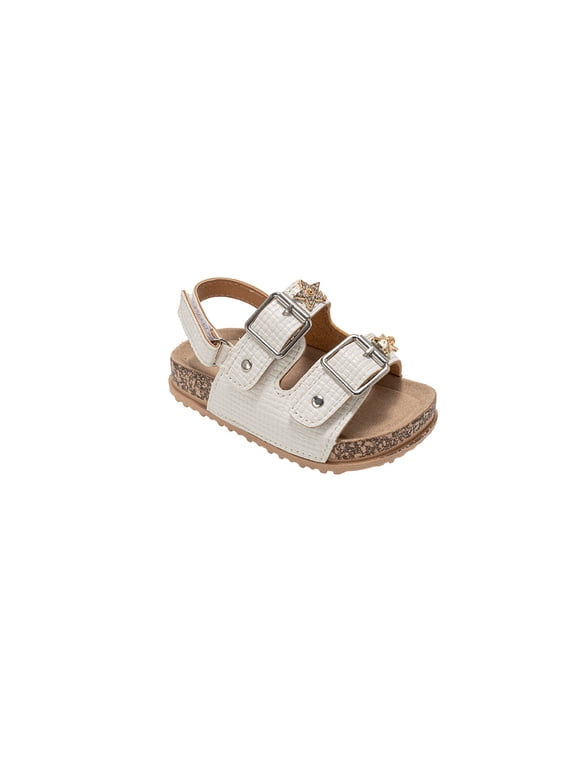 Toddler Girl's Sandals – Adjustable Comfort Footbed Sandals with Charm, Glitter, Braid & Buckle Styles