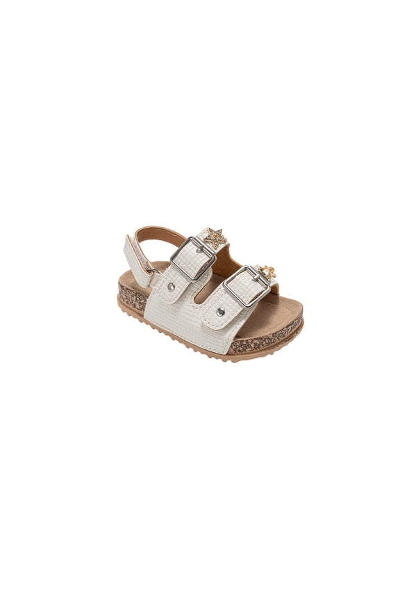 Toddler Girl's Sandals – Adjustable Comfort Footbed Sandals with Charm, Glitter, Braid & Buckle Styles