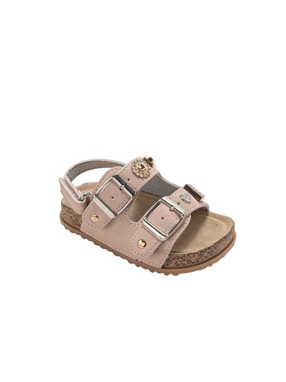 Toddler Girl's Sandals – Adjustable Comfort Footbed Sandals with Charm, Glitter, Braid & Buckle Styles
