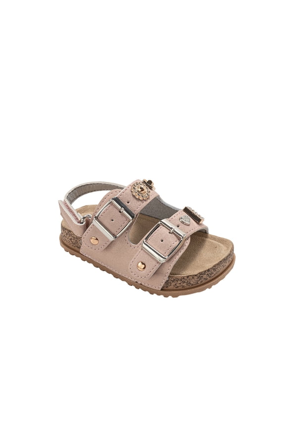 Toddler Girl's Sandals – Adjustable Comfort Footbed Sandals with Charm, Glitter, Braid & Buckle Styles