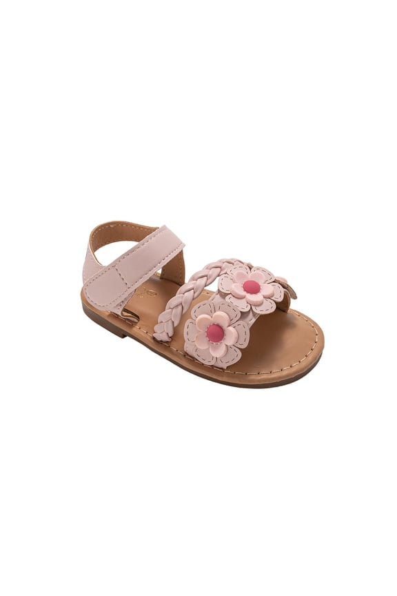 Toddler Girl's Sandals – Fashion Flat Sandals, Cute Summer Shoes for Little Girls with Flower and Braided Strap