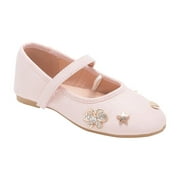 BEBE Toddler Girls' Ballet Shoes – Shimmer Ballet Flats with Charms, Dressy Toddler Ballet Shoes, Ballet Shoes for Girls