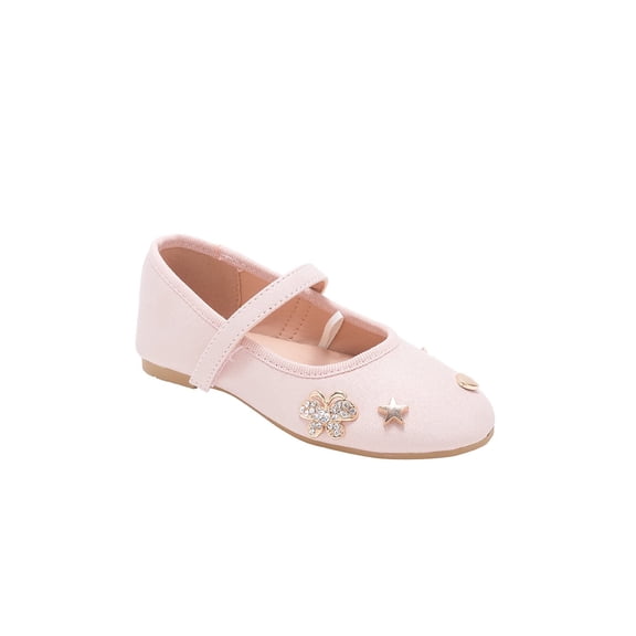 bebe Toddler Girls' Ballet Shoes – Shimmer Ballet Flats with Charms, Dressy Toddler Ballet Shoes, Ballet Shoes for Girls