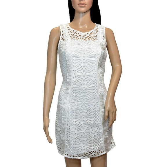bebe White Lace Sleeveless Sheath Dress (14)