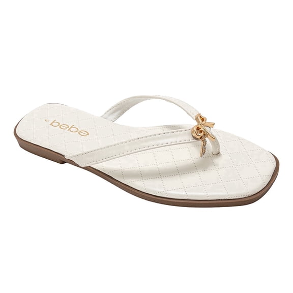 bebe Women’s Flat Sandals – Cute Summer Sandals for Women, Stylish Beach Shoes and Flats with Ribbon