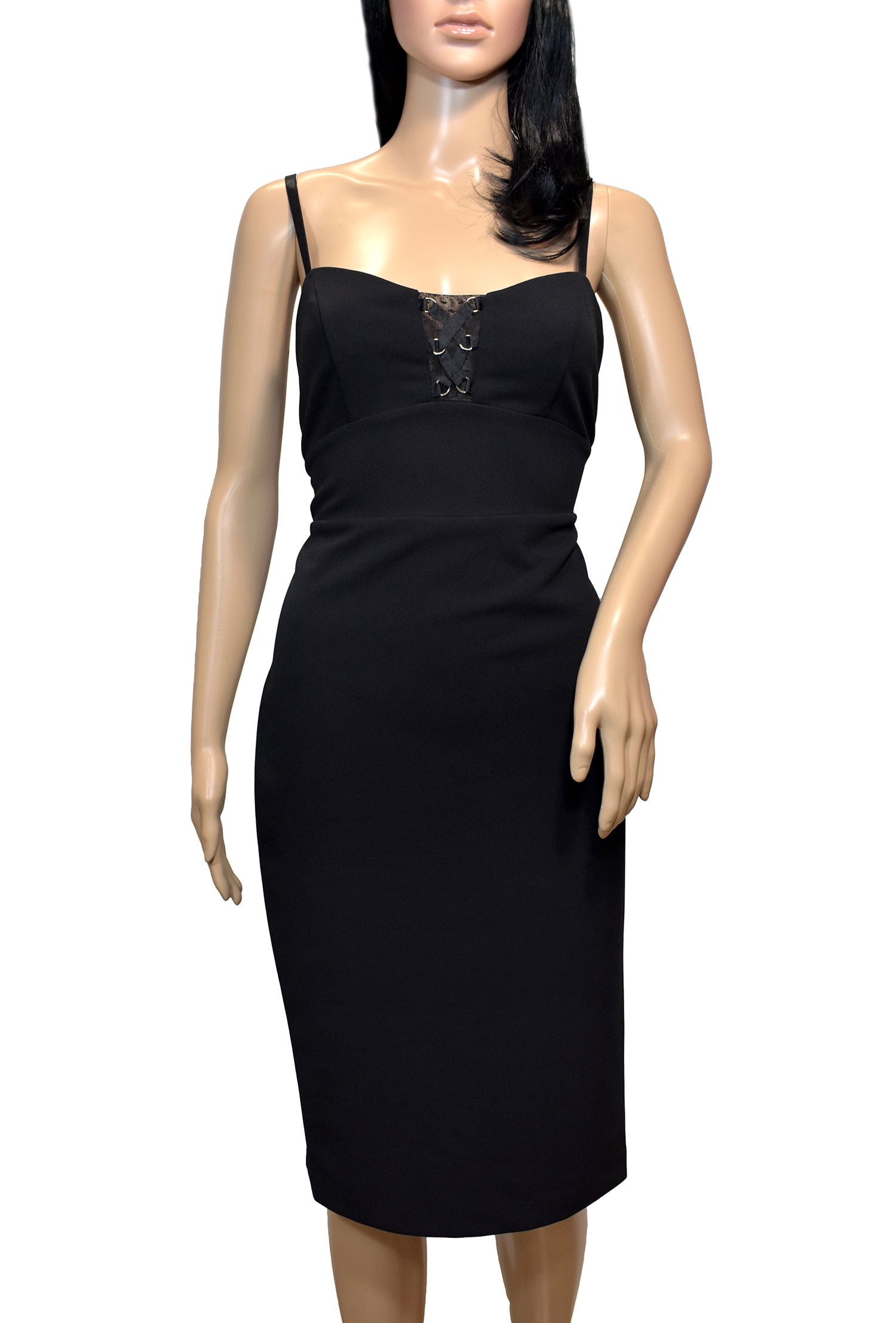 Bebe Black Illusions Cut Out Lace Up Sheath Dress