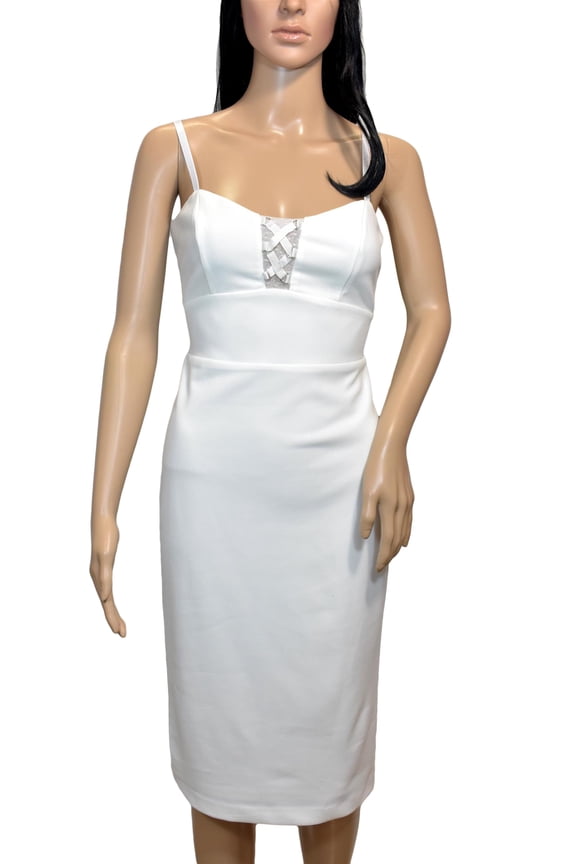 Women's Illusion Cutout Cocktail Dress, Ivory, 10