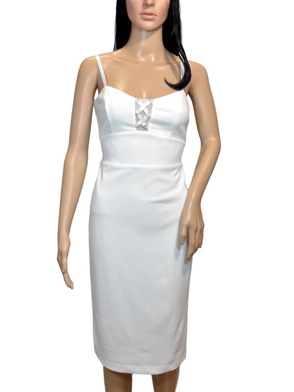 Women's Illusion Cutout Cocktail Dress, Ivory, 10