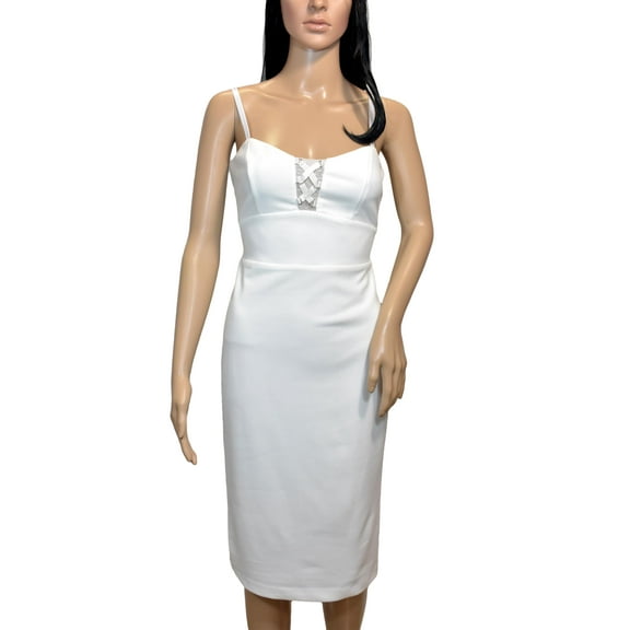 bebe Women's Illusion Cutout Cocktail Dress, Ivory, 2