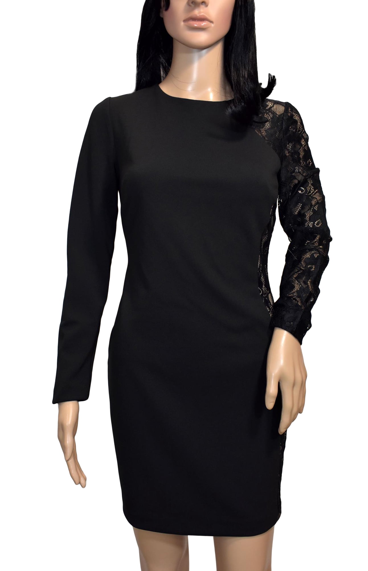 bebe Women's Little Dress with Long One Lace Sleeve, Black, 6 - Walmart.com