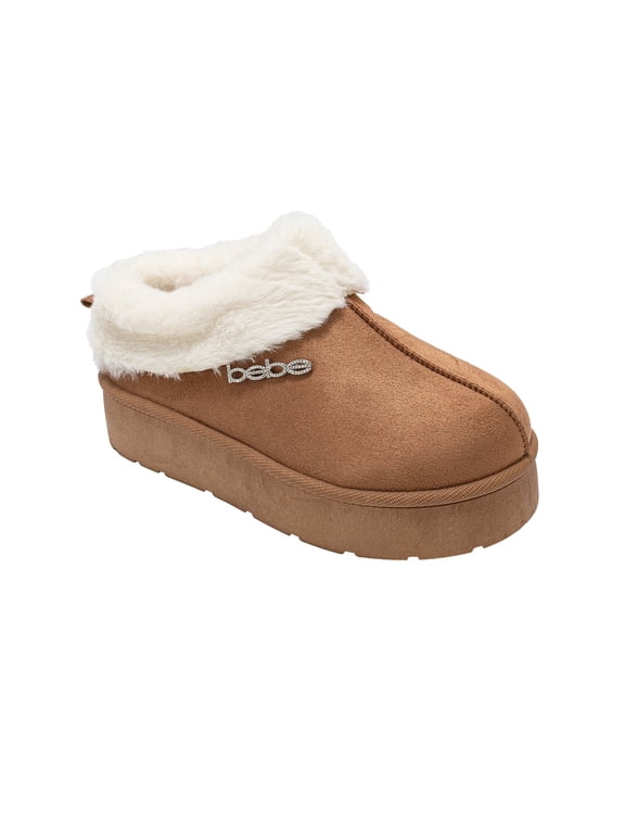 Women's Platform Ankle Boots – Cozy Faux Fur Lined Slip-On Booties, Indoor and Outdoor Shoes for Winter