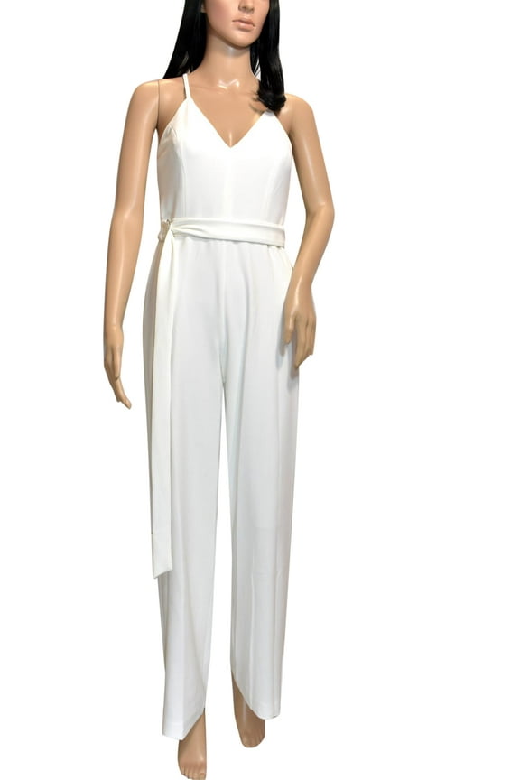 Women's White V-Neck Jumpsuit (12)