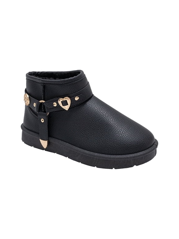 Women's Winter Boots – Warm Faux Fur Lined Slip-On Booties, Cozy Platform Winter Shoes with Charms