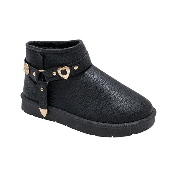 bebe Women's Winter Boots – Warm Faux Fur Lined Slip-On Booties, Cozy Platform Winter Shoes with Charms