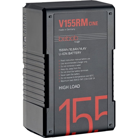 bebob V155RM-CINE High Load V-Mount Rechargeable Li-Ion Battery, 14.8V/10.8Ah /155Wh