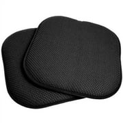 bed bath n more Black 16-inch Memory Foam Chair Pad/Seat Cushion with Non-Slip Backing (2 or 4 Pack) 2 Pack
