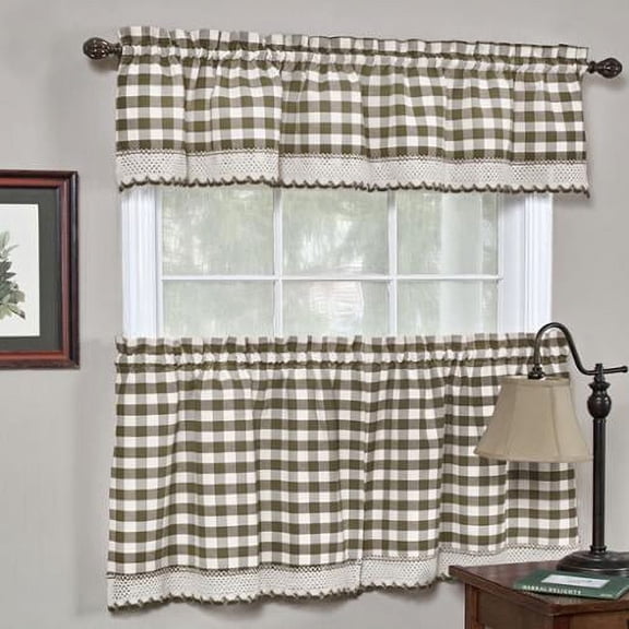 bed bath n more Classic Buffalo Check Kitchen Curtains tier pair 24x58