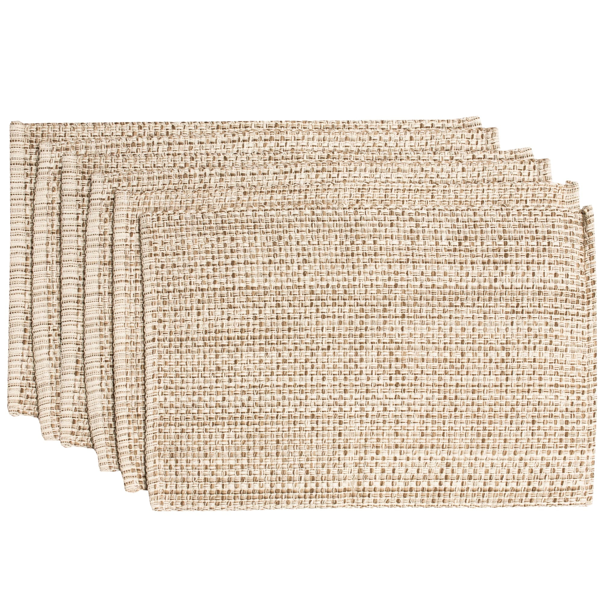 Eggshell and Beige Cotton Two-Tone Rectangle Placemats Set of 6