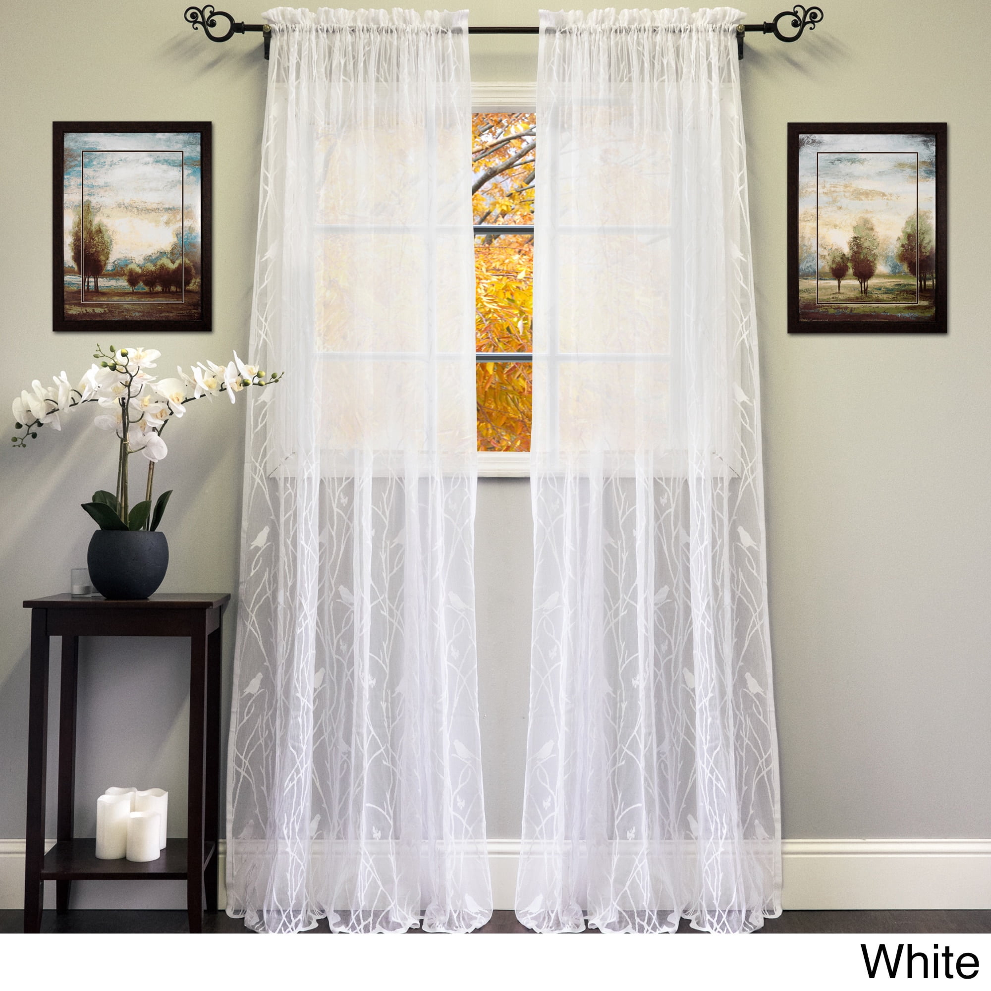 Stylemaster Carly Lace Panel with Attached Valance, 56 in x