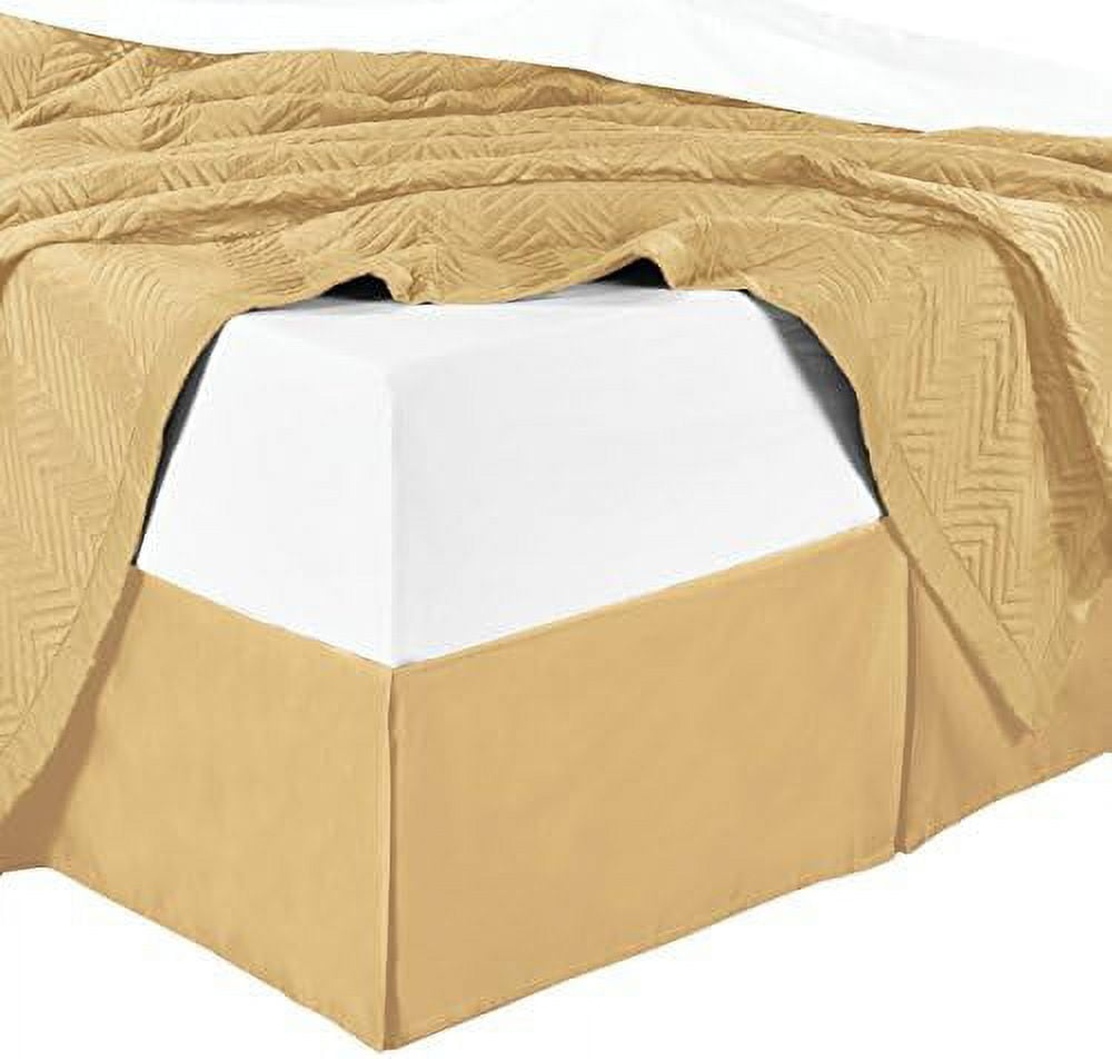 bed skirts (14 inch drop) queen size, solid gold pleated tailored