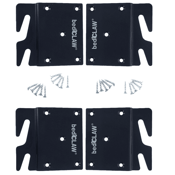 bedCLAW Retro Fix Offset Hook Plate Adapter, Repair Failed Wood Bed Rails 4 Pack