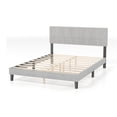 thumbnail image 1 of bedroom Bed Frame Full Size Bed Frame With Linen Headboard And Metal Legs Solid Wood Slats Mattress Platform For Bedroom Beige, 1 of 6