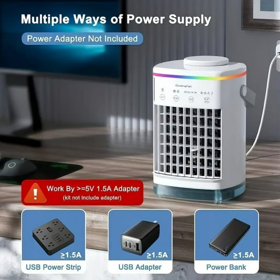 bedroom fan Cooling fan room fan, portable fan, water and ice, strong wind, fast cooling, silent, good cooling effect, portable, desk surface, does not take up space