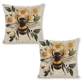 thumbnail image 1 of bee flowers leaves linen throw pillowcase decoration pillowcase gifting preferred 18x18 inch cushion cover 2 sets sofa pillowcase sofa bedroom living room car, 1 of 8