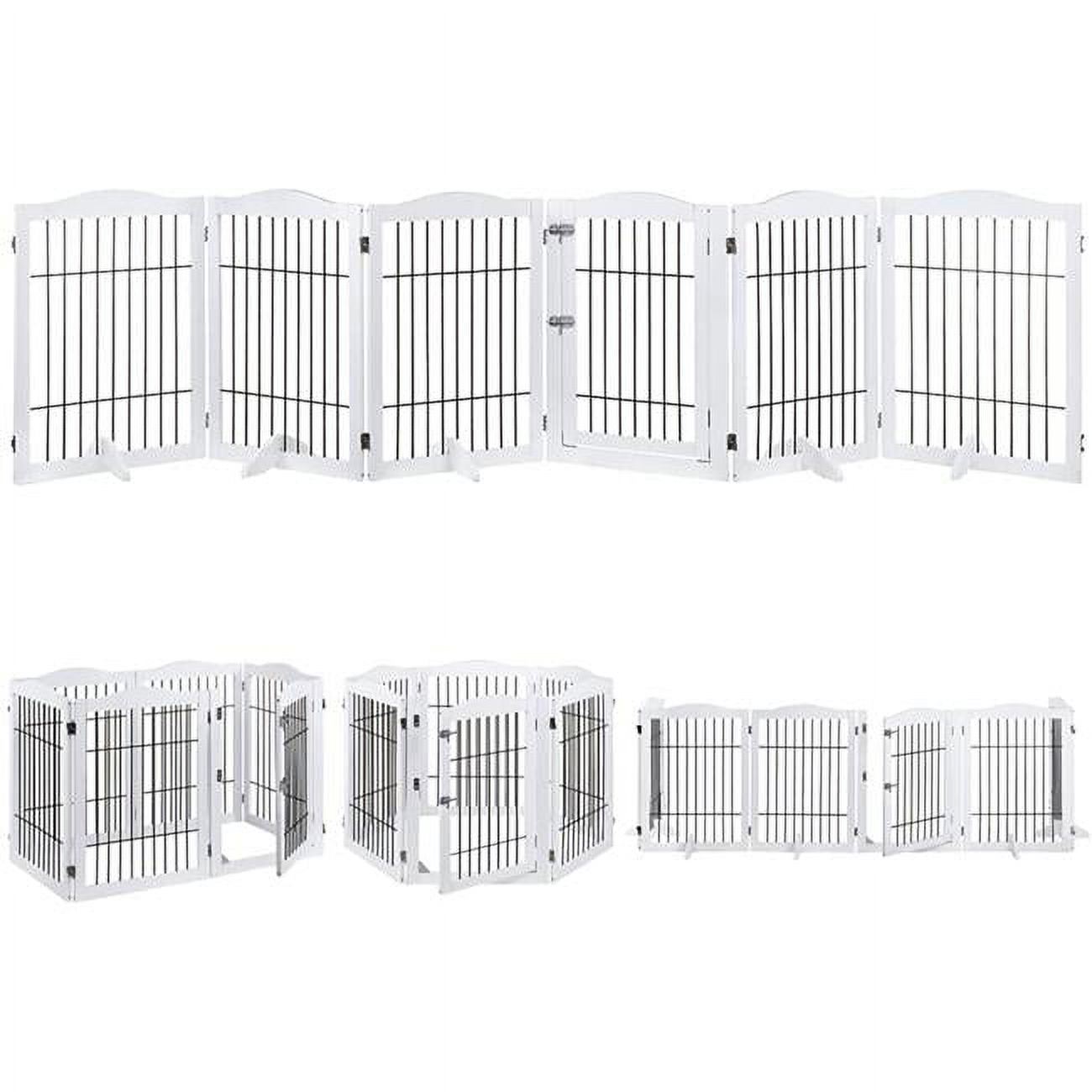 beeNbkks EV1019 6 Panels Pet Gate with Play Pen -  White