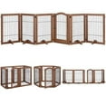 thumbnail image 1 of beeNbkks Extra Wide Pet Gate, 6 Panels Freestanding 6-Panel,Walnut - Walnut, 1 of 5