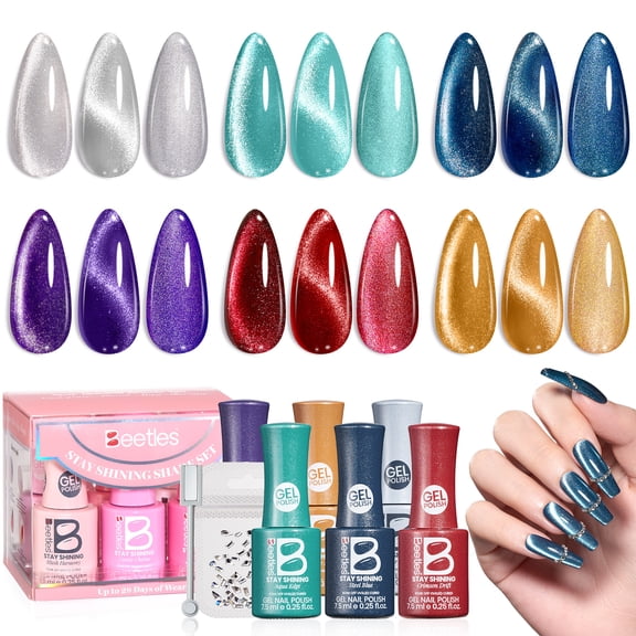 Beetles Stay Shining Gel Nail Polish, Urban Grace Shade 6 Color Cat Eye Set, 1.52 fl oz