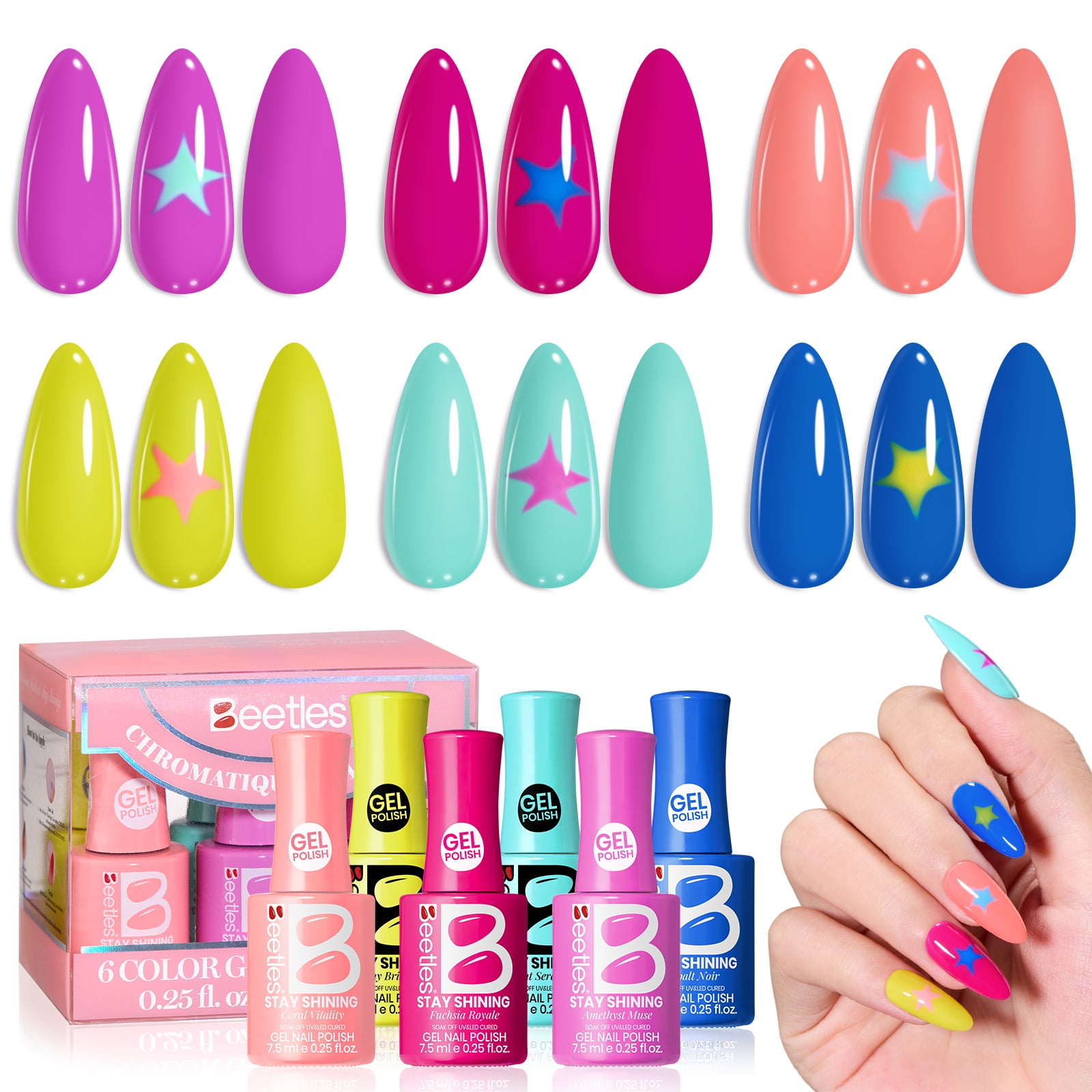 Beetles Gel Nail Polish Set, Stay Shining Chromatique Shades, 6