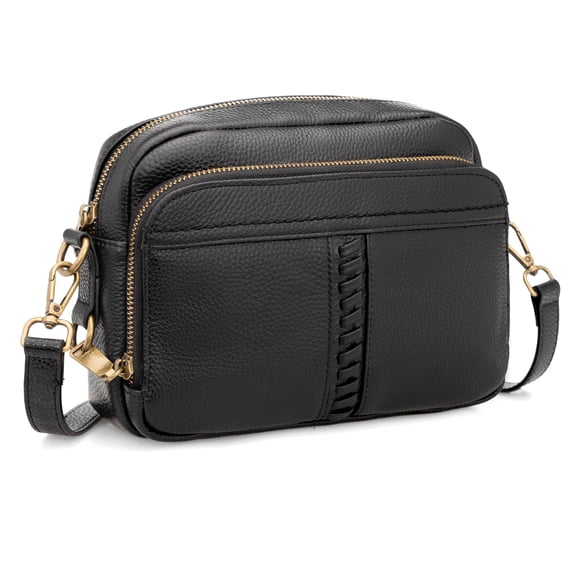 befen Black Leather Crossbody Purse for Women Trendy, Ladies Real Leather Rfid Bag with Adjustable Strap Built in Wallet Purses and Handbags Y101