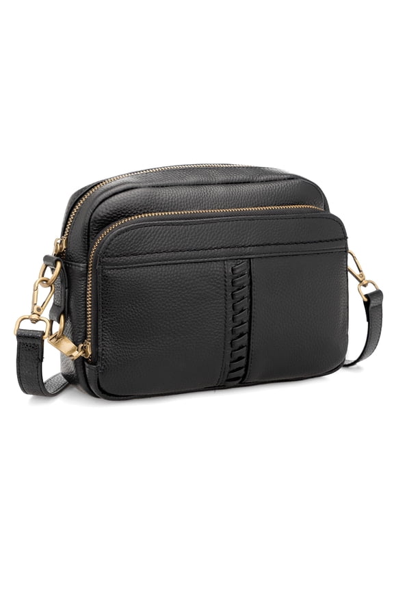 Black Leather Crossbody Purse for Women Trendy, Ladies Real Leather Rfid Bag with Adjustable Strap Built in Wallet Purses and Handbags Y101